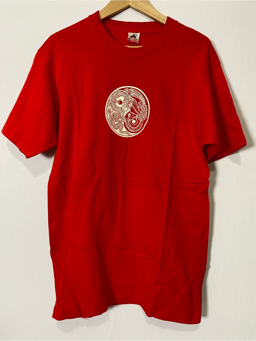 Fruit of the Loom Vintage Tshirt Cotton Red Large Unisex